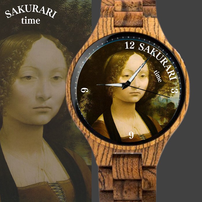 【予約商品】【オリジナル文言可】ジネヴラ・デ・ベンチの肖像 メンズ 腕時計 クオーツ式