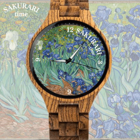 【予約商品】【オリジナル文言可】ゴッホ アイリス あやめ メンズ 腕時計 クオーツ式
