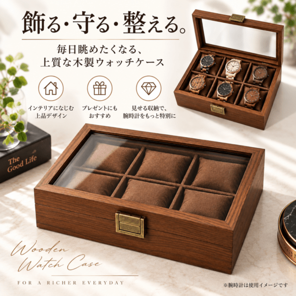【腕時計6本収納】木製 ウォッチボックス 腕時計ケース 時計収納ケース コレクションケース 木製 腕時計 収納 ボックス メンズ レディース プレゼント ギフト ディスプレイ