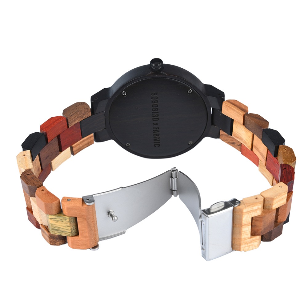 【クオーツ式 カレンダー機能付き】 レディース 木製腕時計