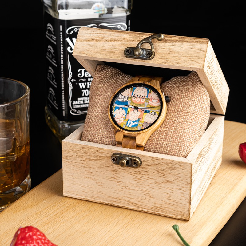 【F.M.C.浮世絵シリーズ　歌川国郷 相撲　】メンズ 木製腕時計 浮世絵 JAPAN 歌川国郷 相撲 すもう 錦絵 クォーツ アレルギー