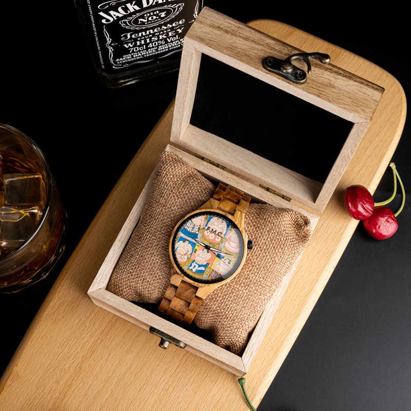 【F.M.C.浮世絵シリーズ　歌川国郷 相撲　】メンズ 木製腕時計 浮世絵 JAPAN 歌川国郷 相撲 すもう 錦絵 クォーツ アレルギー