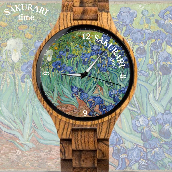【予約商品】【オリジナル文言可】ゴッホ アイリス あやめ メンズ 腕時計 クオーツ式