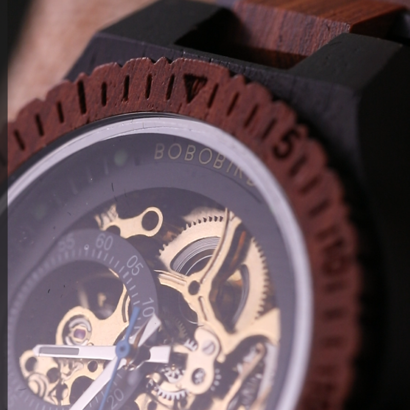 【機械式自動巻き】メンズ　木製腕時計