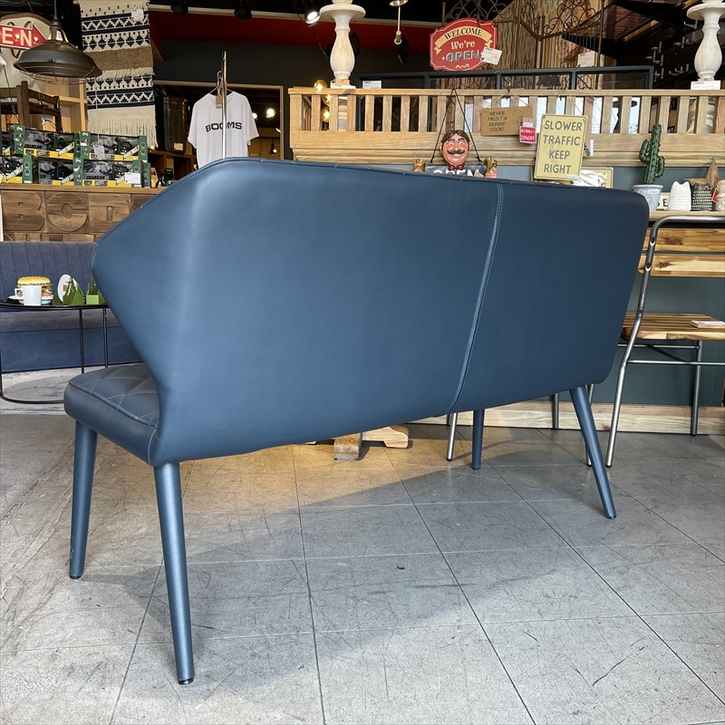 ベンチ ダイニングベンチ ブルー キルティング セオリー ベンチ ダイニングベンチ 背もたれ 2人掛け ブルー キルティング