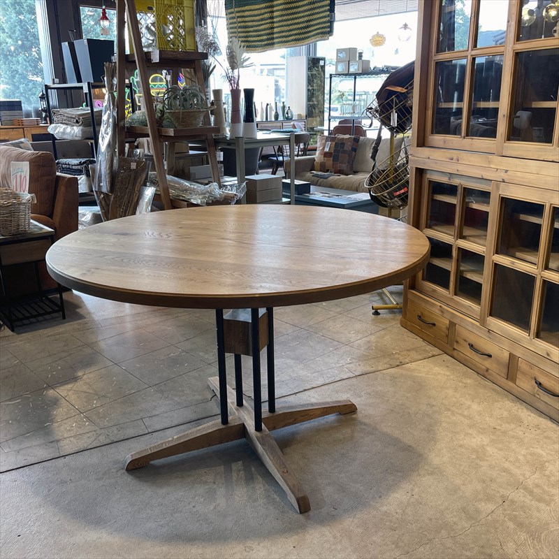 円形オーク材ダイニングテーブル オーク無垢 円形ダイニングテーブル 規格サイズ丸型120×120 A