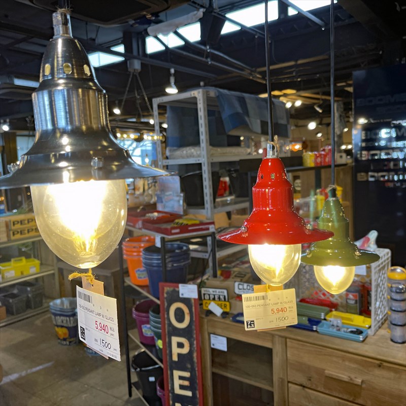 093 PENDANT LAMP W/GLASS（レッド） | 照明,シーリングタイプ