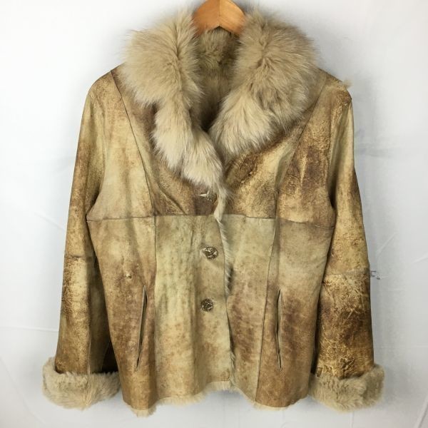 P&E/ピーアンドイー　リアルレザージャケット/ラビットファー　サイズM　茶　襟/フェネックス　管NO.A9-38|Coats, Jackets & Vests|Women's Clothes