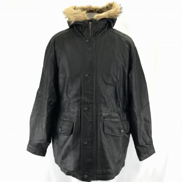 ニューヨーカー★フーデッド/本革/ラムレザーコート【9AR/Women's size-M/黒】裏地総ペイズリー柄/ウエストドローコード/NEW YORKER◆BC8L|Coats, Jackets &