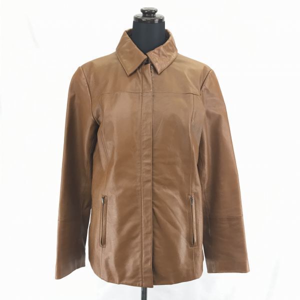 無印良品★山羊革/ゴートレザージャケット【Women's size-L/キャメル】比翼仕立て/スプリングホック/両サイドジップポケット◆BC221W|Coats, Jackets & Vests|Wo