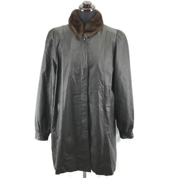 牛本革/比翼仕立て/カウレザーステンカラーコート【Women's size-F/茶系】袖リブ◆BC130L|Coats, Jackets & Vests|Women's Clothes