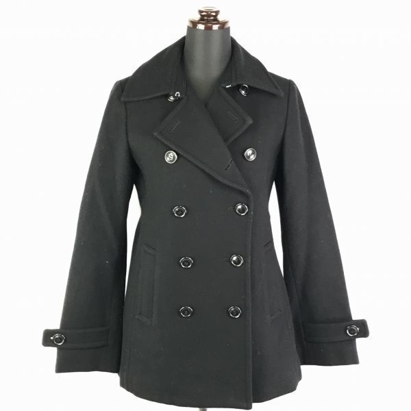日本製★ドゥーズィエム クラス★ウール/中綿Pコート【Women's size-M/黒】裏地キルティング/DEUXIEME CLASSE◆BC438L|Coats, Jackets & Vests|W