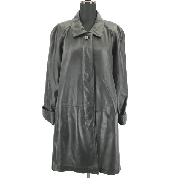 Partina★本革/ラムレザー/ステンカラーコート【Women's size-M/黒】比翼仕立て/総裏仕様/ロールアップスリーブ/パルティーナ◆BC346L|Coats, Jackets & Ves