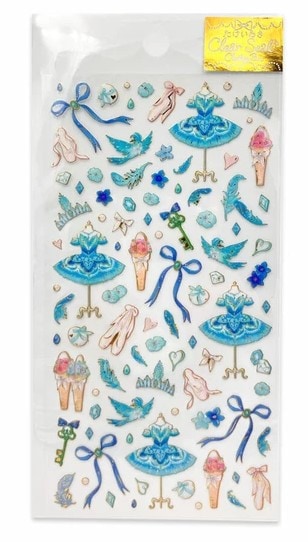 たけいみき　ふち箔クリアシール　フロリナ王女と青い鳥