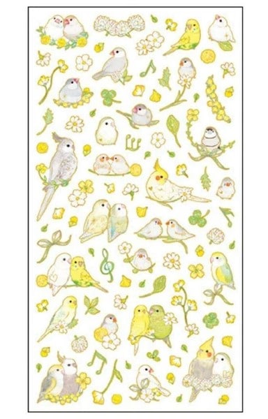 たけいみき ふち箔クリアシール ナチュラルバード