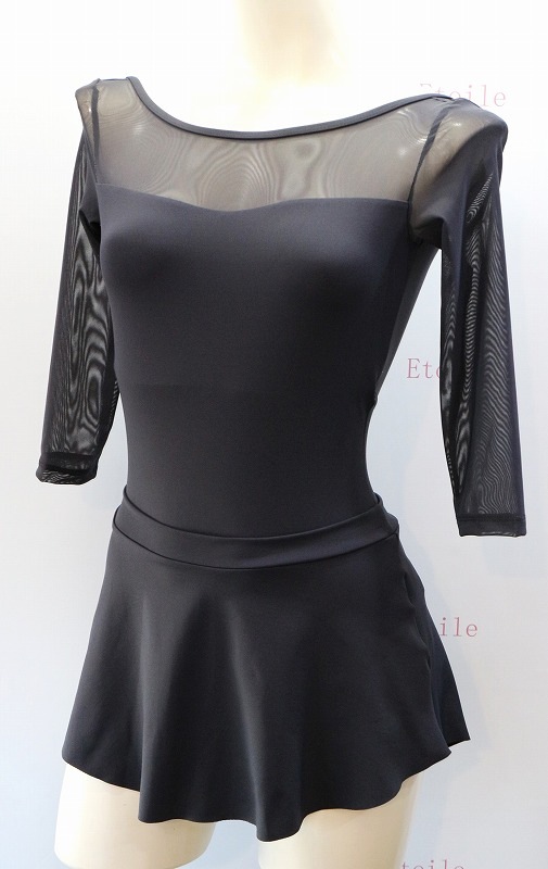 【LULLI Dancewear】　メッシュスリーブレオタード　7分袖　“Iris”