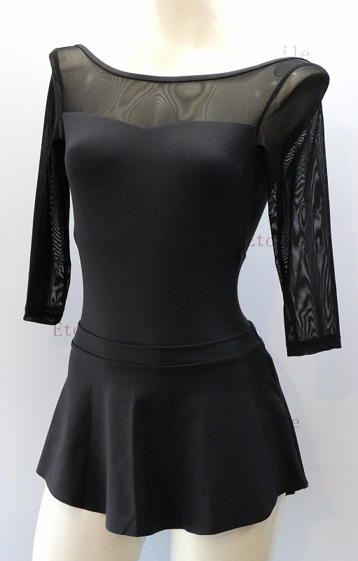 【LULLI Dancewear】　メッシュスリーブレオタード　7分袖　“Iris”