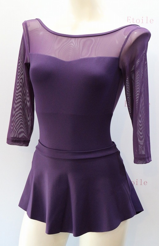 【LULLI Dancewear】　メッシュスリーブレオタード　7分袖　“Iris”