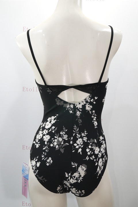 VIDA【吸汗速乾/UPF50】 フローラルプリントキャミソールレオタード(ネイビー/黒) 水木(MIZUKI)