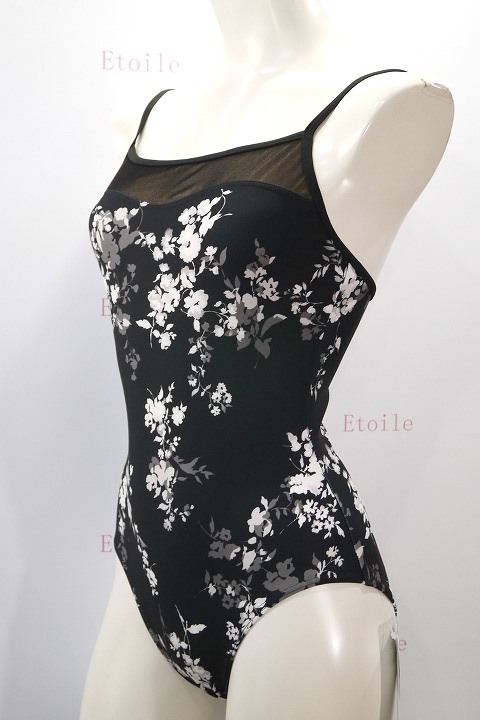 VIDA【吸汗速乾/UPF50】 フローラルプリントキャミソールレオタード(ネイビー/黒) 水木(MIZUKI)