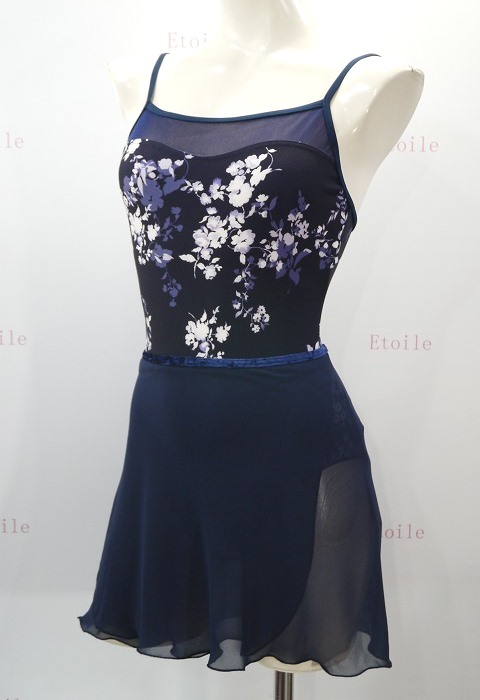 VIDA【吸汗速乾/UPF50】 フローラルプリントキャミソールレオタード(ネイビー/黒) 水木(MIZUKI)