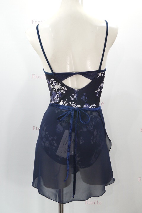 VIDA【吸汗速乾/UPF50】 フローラルプリントキャミソールレオタード(ネイビー/黒) 水木(MIZUKI)