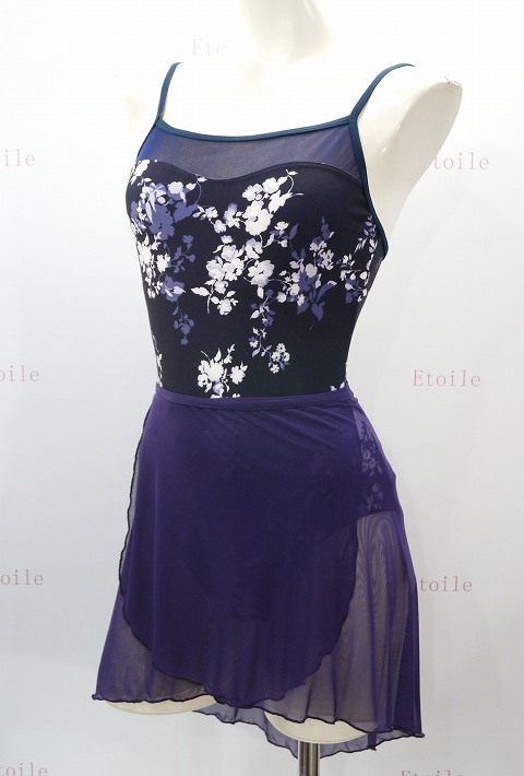 VIDA【吸汗速乾/UPF50】 フローラルプリントキャミソールレオタード(ネイビー/黒) 水木(MIZUKI)