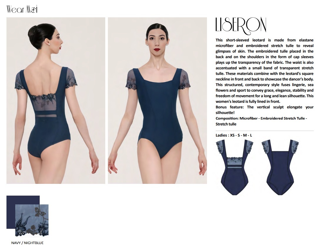 WEARMOI 　フローラル刺繍レース半袖レオタード　LISERON
