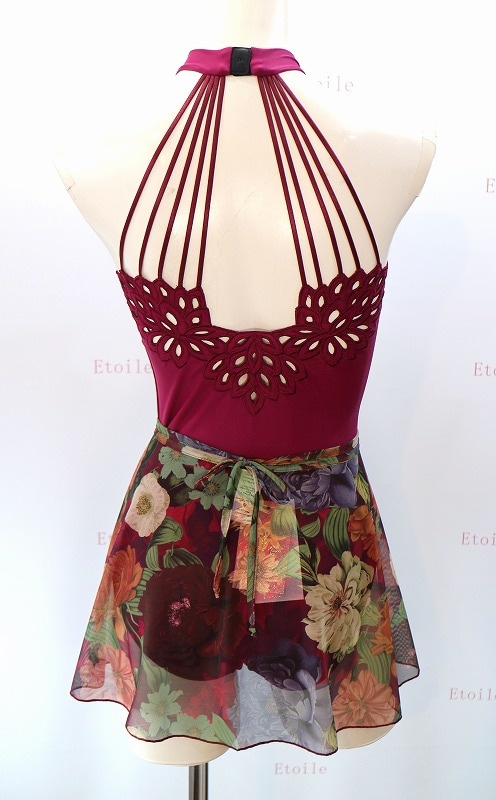 Ballet Rosa】 レーザーカットフローラルホルターネックレオタード VIA