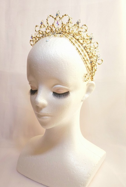 ～Atelier Petite Rose～　華やか2連ティアラ　【ゴールド】