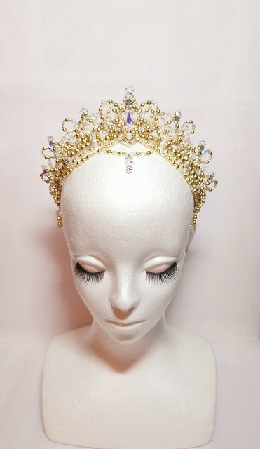 ～Atelier Petite Rose～　華やか2連ティアラ　【ゴールド】