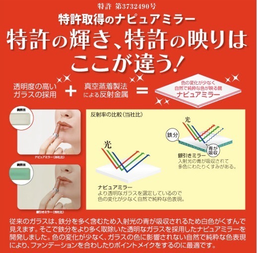 【特許取得】ナピュアガラス プロモデルミラー　折立式