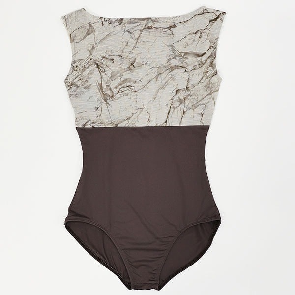 サラカラマーブルストーンメッシュ・ボートネックレオタード