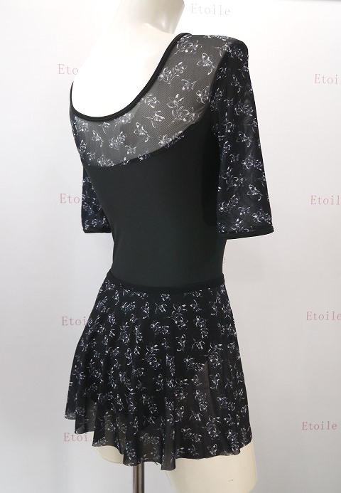 【Chic Ballet】　ハーフスリーブレオタード　Black Floral