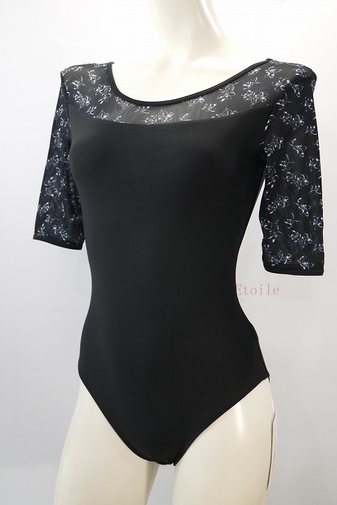 【Chic Ballet】　ハーフスリーブレオタード　Black Floral