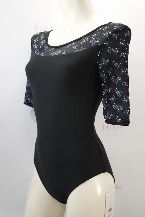 【Chic Ballet】　ハーフスリーブレオタード　Black Floral