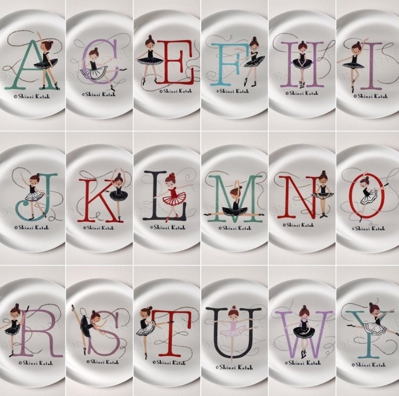Shinzi Katoh 可愛い♪バレエ イニシャルガラス箸置き