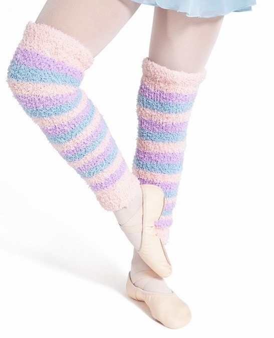 【ストライプ/2色】CAPEZIO/HARMONIE　 ひざ丈・ふわもこレッグウォーマー CK10984W