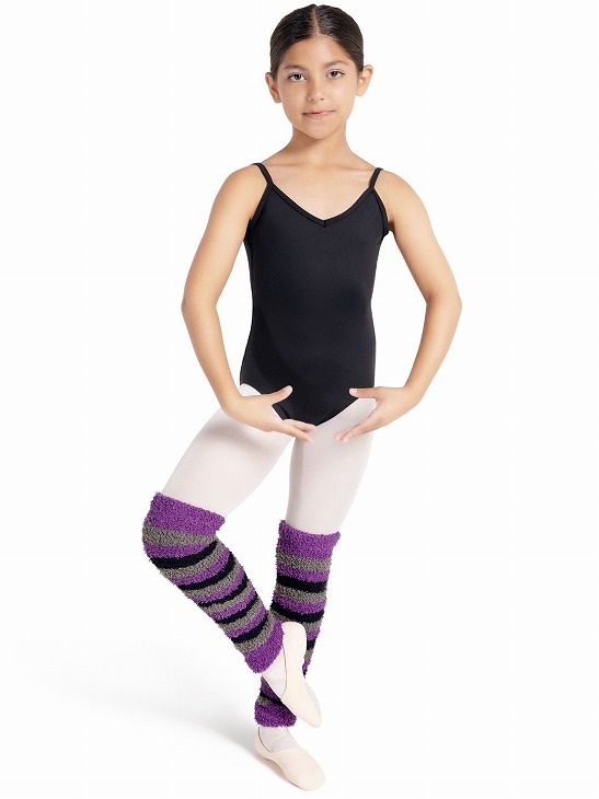 【ストライプ/2色】CAPEZIO/HARMONIE　 ひざ丈・ふわもこレッグウォーマー CK10984W