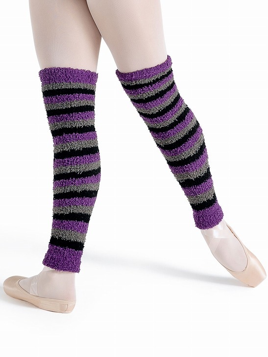 【ストライプ/3色】CAPEZIO/HARMONIE　 ひざ上丈・ふわもこレッグウォーマー CK10985W