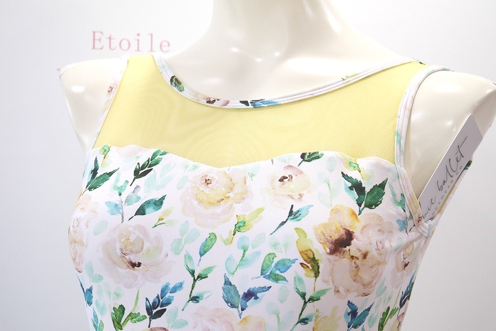 【Chic Ballet】　Vバックタンクレオタード　White Painted Roses