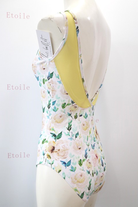 【Chic Ballet】　Vバックタンクレオタード　White Painted Roses
