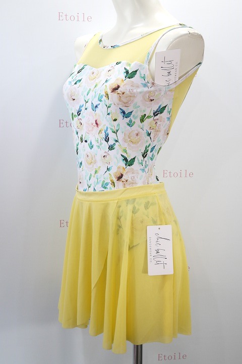 【Chic Ballet】　Vバックタンクレオタード　White Painted Roses