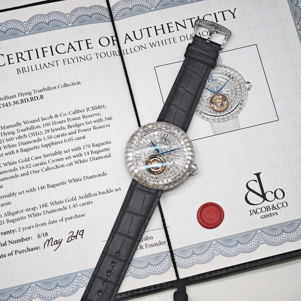 Jacob & Co/ �������� ����������18�ܡ�Brilliant �ե饤�� �ȥ�����ӥ�� BT543.30.BD.BD.B 18K�ۥ磻�ȥ������ �� ��������� �괬���ȥ�����ӥ��ڹ����Ź�߸ˡ�#HK11453