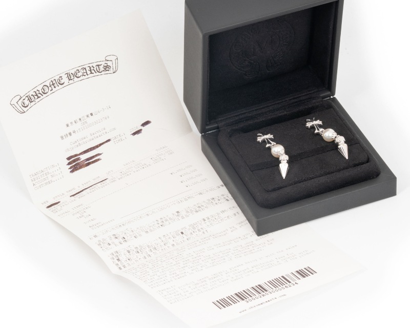 �ڿ���̤���ѡ�CHROME HEARTS/��������ϡ��� x Mikimoto�ߥ���� 18K WG&�����俿�� �������������󥰡��ԥ��� #Jp28813