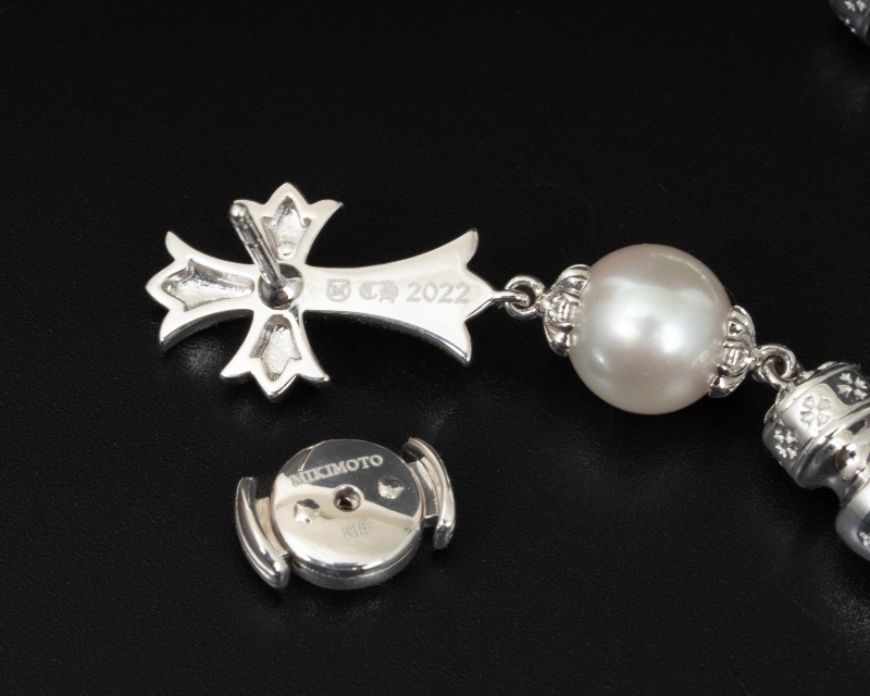 �ڿ���̤���ѡ�CHROME HEARTS/��������ϡ��� x Mikimoto�ߥ���� 18K WG&�����俿�� �������������󥰡��ԥ��� #Jp28813