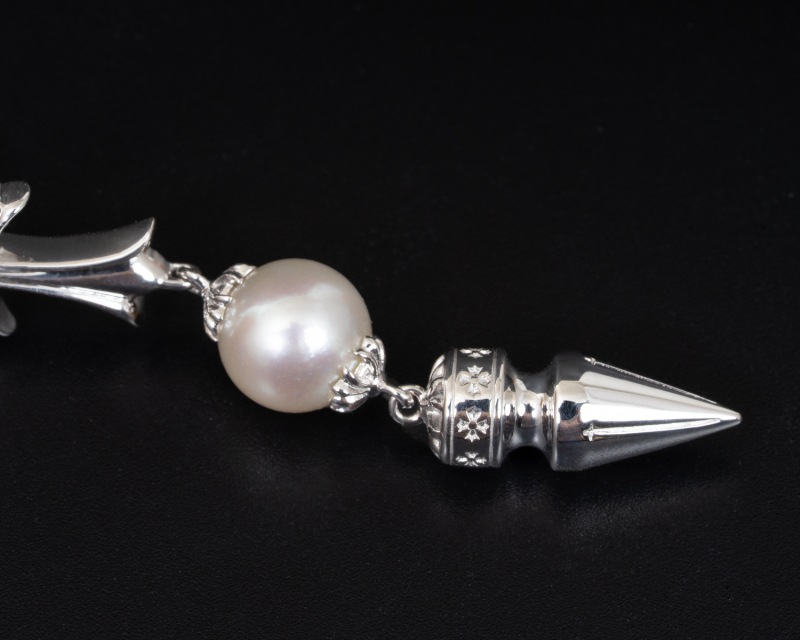 �ڿ���̤���ѡ�CHROME HEARTS/��������ϡ��� x Mikimoto�ߥ���� 18K WG&�����俿�� �������������󥰡��ԥ��� #Jp28813