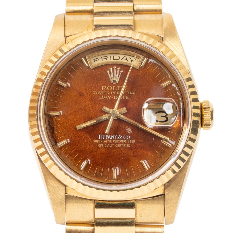 Rolex/����å��� Daydate �ǥ��ǥ���36 Ref.18238 Tiffany.co �ƥ��ե��ˡ� Wood Dial ���åɥ������ L���� K18YG#Jp28810