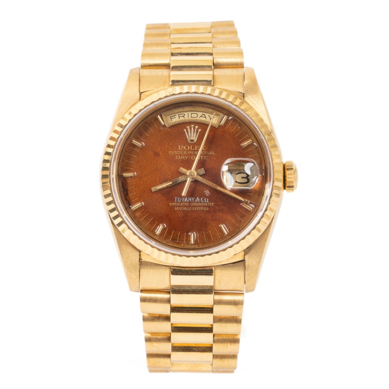 Rolex/����å��� Daydate �ǥ��ǥ���36 Ref.18238 Tiffany.co �ƥ��ե��ˡ� Wood Dial ���åɥ������ L���� K18YG#Jp28810