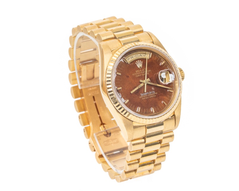 Rolex/����å��� Daydate �ǥ��ǥ���36 Ref.18238 Tiffany.co �ƥ��ե��ˡ� Wood Dial ���åɥ������ L���� K18YG#Jp28810